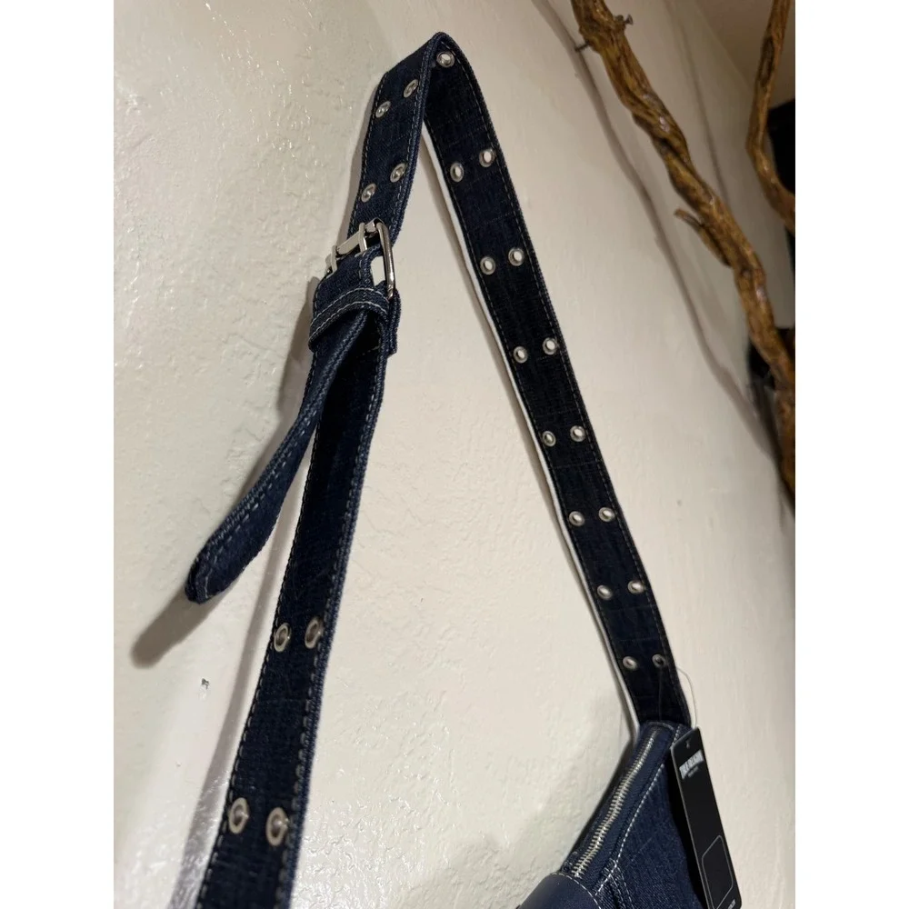 True Religion‎ Denim Hobo Shoulder Bag Dark Indigo Horseshoe Logo Buckle NWT